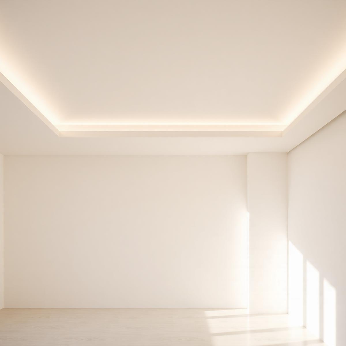 High-end interior with a perfectly smooth white drywall finish and architectural cove lighting